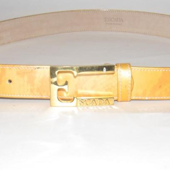 Escada Gold Patent Leather Gold \'E\' Buckle Belt main image 7